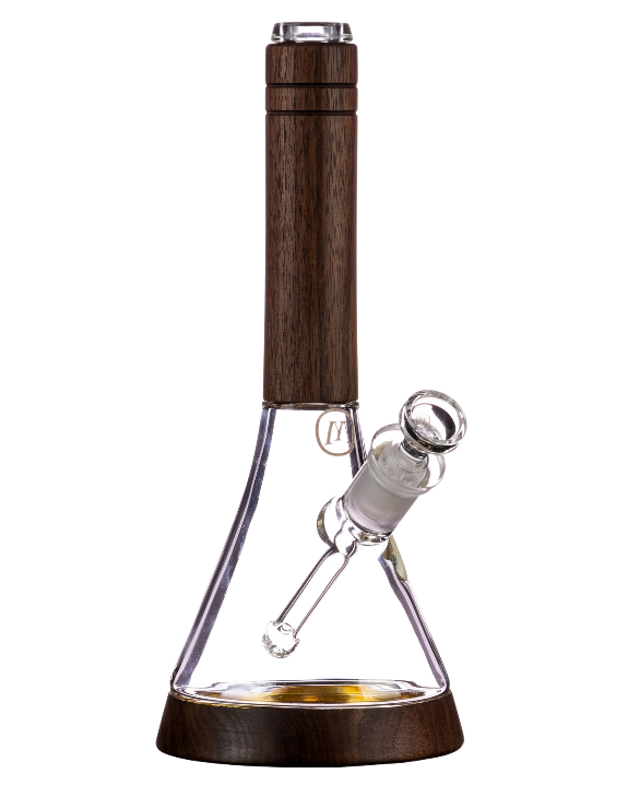 Walnut Wood Accented Beaker Bong