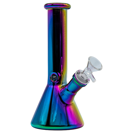 Iridescent Rainbow and Pearlescent Purple 8 Inch Beaker Bong