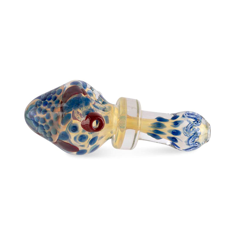 Custom Glass 5" Silver Fumed Honeycomb Blue and Yellow Hand Pipe