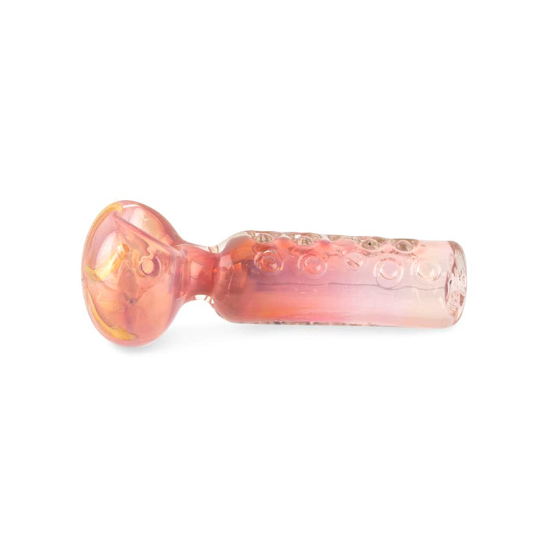 Custom Glass 5" Gold Fumed Pink and Orange Spoon Hand Pipe