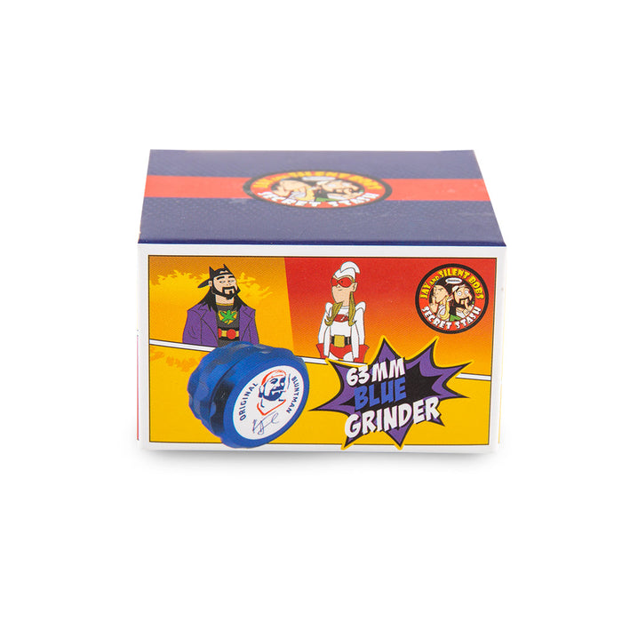 Famous Brandz Grinder - Jay & Silent Secret Stash Bob Bluntman - 63mm - Blue