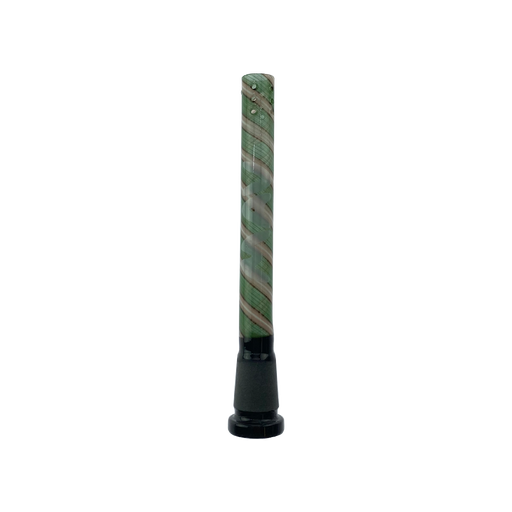 Green and White 5" Swirly Wig Wag Colored Downstem 18mm Fit to 14mm 9 Hole Filtration